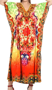 LA LEELA Digital Women's Kaftan Kimono Nightgown Beachwear Cover up Dress