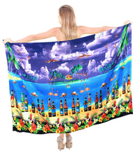 Cargar imagen en el visor de la galería, LA LEELA Women Bikini Cover up Wrap Dress Swimwear Sarong Digital Plus Size