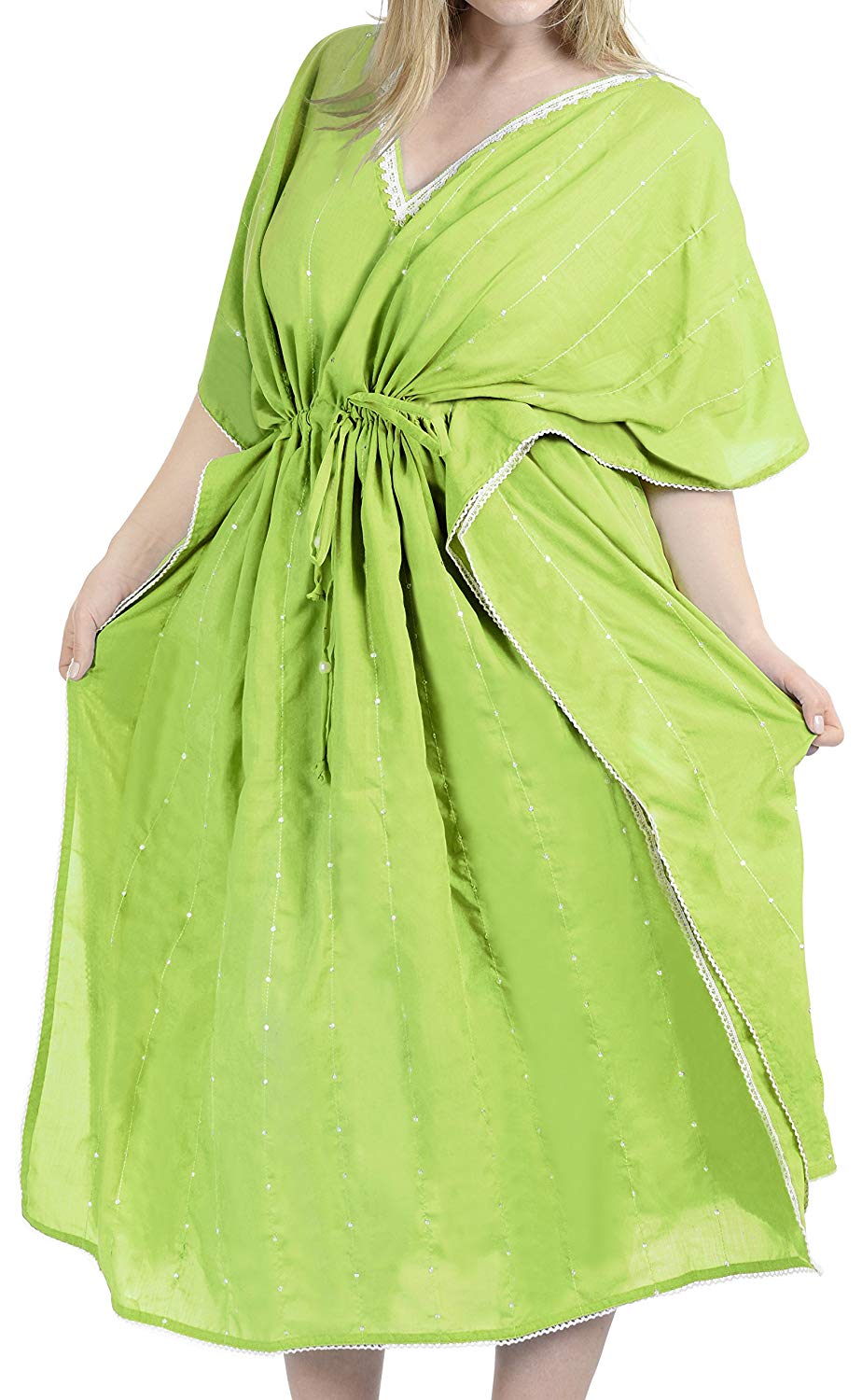 LA LEELA Rayon 8 Solid Women's Kaftan Style Beachwear Cover up Nightgown Dress