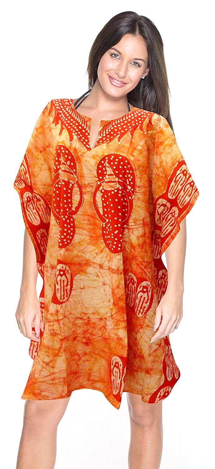 Hand made Batik 100% Cotton Loose Kimono Caftan Dress Beachwear Swimwear Kaftan