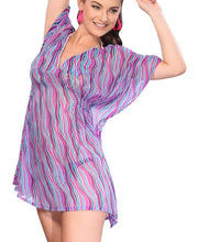 Load image into Gallery viewer, la-leela-chiffon-printed-loose-blouse-cover-up-osfm-8-14-m-l-purple_5253