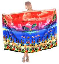 Cargar imagen en el visor de la galería, LA LEELA Women Bikini Cover up Wrap Dress Swimwear Sarong Digital Plus Size