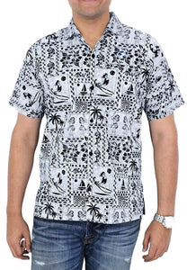 LA LEELA Shirt Casual Button Down Short Sleeve Beach Shirt Men Aloha Pocket 14