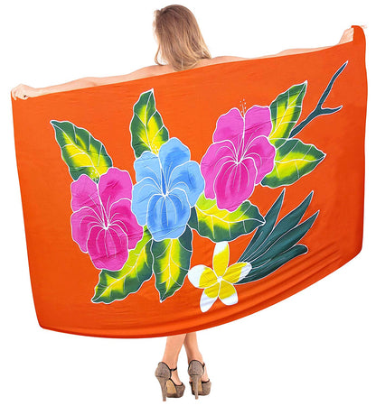 LA LEELA Women's Sarong Beach Cover Up - Hand Painted Rayon Wrap Skirt, Plus Size