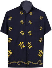 Load image into Gallery viewer, LA LEELA Men&#39;s Aloha Hawaiian Shirt Short Sleeve Button Down Casual Beach Party Blue
