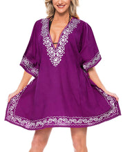 Load image into Gallery viewer, la-leela-swimsuit-beach-wear-embroidery-bikini-cover-up-women-summer-dress