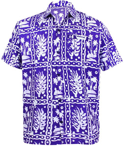 LA LEELA Shirt Casual Button Down Short Sleeve Beach Shirt Men Aloha Pocket 14