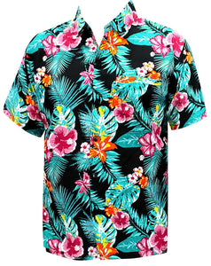 LA LEELA Shirt Casual Button Down Short Sleeve Beach Shirt Men Aloha Pocket 14