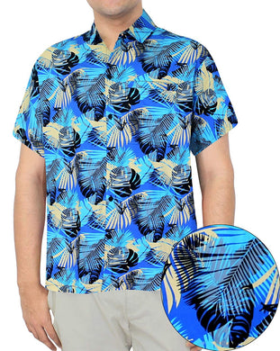 LA LEELA Shirt Casual Button Down Short Sleeve Beach Shirt Men Aloha Pocket 25