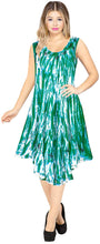 Load image into Gallery viewer, La Leela Smooth Rayon Swirl Hand Tie dye Embroidered Casual Short Beach Dress