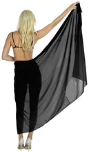 Load image into Gallery viewer, la-leela-womens-beach-cover-up-sarong-swimsuit-cover-up-solid-pareo-sheer-chiffon