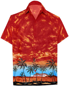 LA LEELA Shirt Casual Button Down Short Sleeve Beach Hawaiian Shirt Men