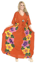 Load image into Gallery viewer, LA LEELA Printed Long Maxi Dress Plus Size Swimwear Bathing Suit Cover up Caftan