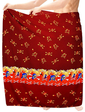 LA LEELA Beach Wear Mens Sarong Pareo Wrap Cover upss Bathing Suit Beach Towel Swimming Red