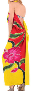 LA LEELA Women's Plus Size Boho Sarong - Beach Wrap Swimsuit Cover Up, Hand Painted, Rayon