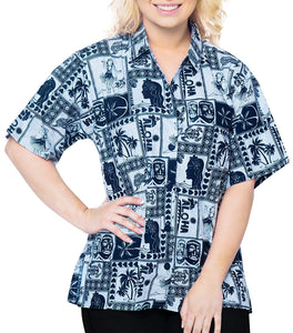 Ladies Hawaiian Shirt Tank Blouses Beach Top Casual Aloha Holiday Button Up