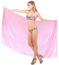 Load image into Gallery viewer, LA LEELA Women Bikini Cover up Wrap Swimwear Sarong Satin_Stripe ONE Size