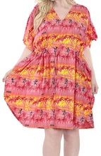 Load image into Gallery viewer, Bikini Cover up Dress Aloha Drawstring V Neck Swimsuit Womens Caftans BeachWear