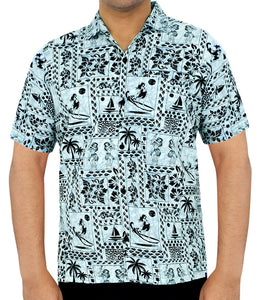 LA LEELA Shirt Casual Button Down Short Sleeve Beach Shirt Men Aloha Pocket 14