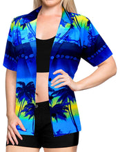 Load image into Gallery viewer, LA LEELA Women Hawaiian Beach Blouse Button Down Camp Casual Shirt Tropical