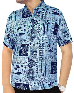 LA LEELA Shirt Casual Button Down Short Sleeve Beach Shirt Men Aloha Pocket 14