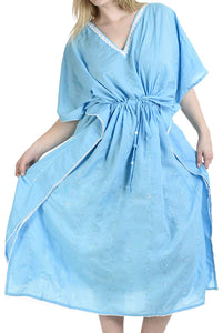 LA LEELA Rayon 8 Solid Women's Kaftan Style Beachwear Cover up Nightgown Dress