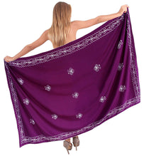 Load image into Gallery viewer, la-leela-rayon-wrap-pareo-suit-women-beach-sarong-solid-72x42-violet_6011