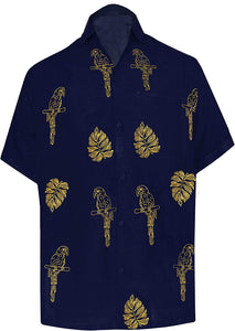 LA LEELA Shirt Casual Button Down Short Sleeve Beach Shirt Men Embroidered 170