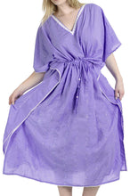 Load image into Gallery viewer, LA LEELA Rayon 8 Solid Women&#39;s Kaftan Style Beachwear Cover up Nightgown Dress