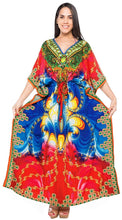 Load image into Gallery viewer, LA LEELA Women&#39;s Plus Size HD Designer Drawstring Caftan Dress Fits L-4X