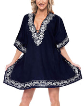 Load image into Gallery viewer, la-leela-swimsuit-beach-wear-embroidery-bikini-cover-up-women-summer-dress