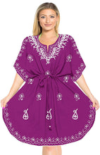 Load image into Gallery viewer, la-leela-rayon-2-solid-womens-caftan-kimono-nightgown-dress-beachwear-cover-up