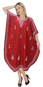 LA LEELA Rayon Solid 01 Women's Kaftan Kimono Nightgown Dress Beachwear Cover up