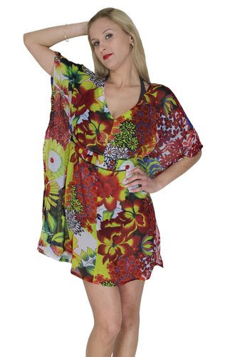 LA LEELA Women's Cute V Neck Short Sleeve Loose Tunic Dress for Summer US 10-14 Multicolor_G682