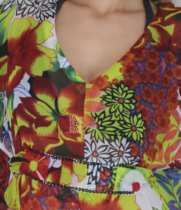 LA LEELA Women's Cute V Neck Short Sleeve Loose Tunic Dress for Summer US 10-14 Multicolor_G682