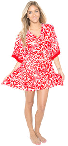 Women's Red Swimwear Swimsuit Beachwear Bikini Cover up Kimono Caftan Dress
