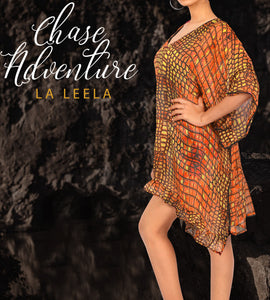 LA LEELA Womens Nightgown Chiffon Sleep  V Neck Short Sleeve Loose Comfy Pajama Sleepwear US 8-14 Orange_E872