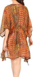 LA LEELA Womens Nightgown Chiffon Sleep  V Neck Short Sleeve Loose Comfy Pajama Sleepwear US 8-14 Orange_E872