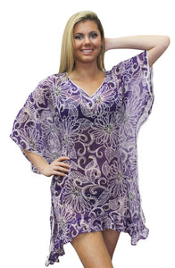 LA LEELA Women's Summer Loose Casual 3/4 Sleeve Chiffon Top T- Blouse US 8-14 Purple_E867