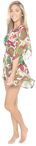 LA LEELA Women's Chiffon Swimsuit Beach Bathing Suit Bikini Cover Ups Swimwear Beach Dress US 8-14 Multicolor_E841