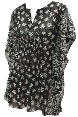 LA LEELA Women Chiffon Bikini Swimwear Cover Ups Beach Bikini Bathing Suit US 8-14 Black_D100