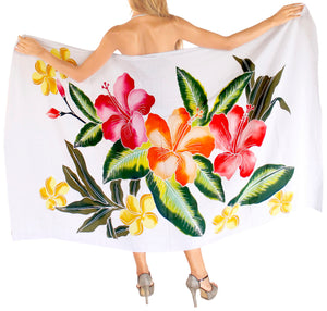 la-leela-bathing-towel-beach-womens-sarong-bikini-cover-up-Floral-printed-yellow-white-blue