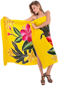 la-leela-bathing-towel-beach-womens-sarong-bikini-cover-up-Floral-printed-yellow-white-blue