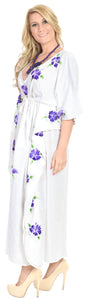 LA LEELA Women's Plus Size Caftan Long Loungewear Tunics 2X-3X Lilac Snow-AC659