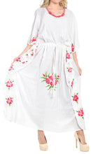 Load image into Gallery viewer, la-leela-lounge-rayon-solid-batik-casual-cruise-maxi-caftan-white-3487-one-size