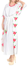 Load image into Gallery viewer, la-leela-lounge-rayon-solid-batik-casual-cruise-maxi-caftan-white-3487-one-size