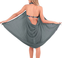 Load image into Gallery viewer, la-leela-swimwear-wrap-pareo-sarong-bikini-cover-up-solid-70x43-turquoise_5106