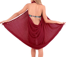 Load image into Gallery viewer, la-leela-bikini-suit-cover-up-sarong-bikini-cover-up-solid-70x43-dark-pink_5108