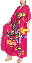 Load image into Gallery viewer, la-leela-lounge-rayon-printed-cover-up-swimwear-boho-long-caftan-pink-243-one-size