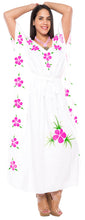 Load image into Gallery viewer, la-leela-lounge-rayon-printed-long-caftan-vacation-girls-white_4064-osfm-12-20w-l-2x